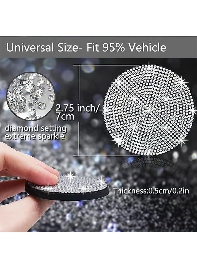 4pcs Bling Car Cup Holder Coaster, Anti-Slip Shockproof Universal Fashion Car Coasters Insert Bling Crystal Rhinestone Automotive Interior Accessories for Women - Image 2